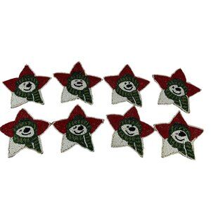 Tahari Set of 8 Drink Coasters Beaded Snowman Star Christmas Holiday